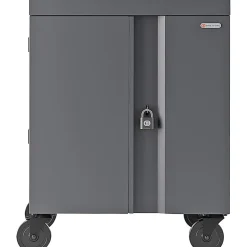 Bretford CUBE Cart, 2 Shelf, 4 Casters, Steel, 30"W x 26.50"D x 37.50"H, Charcoal, For 32 Devices