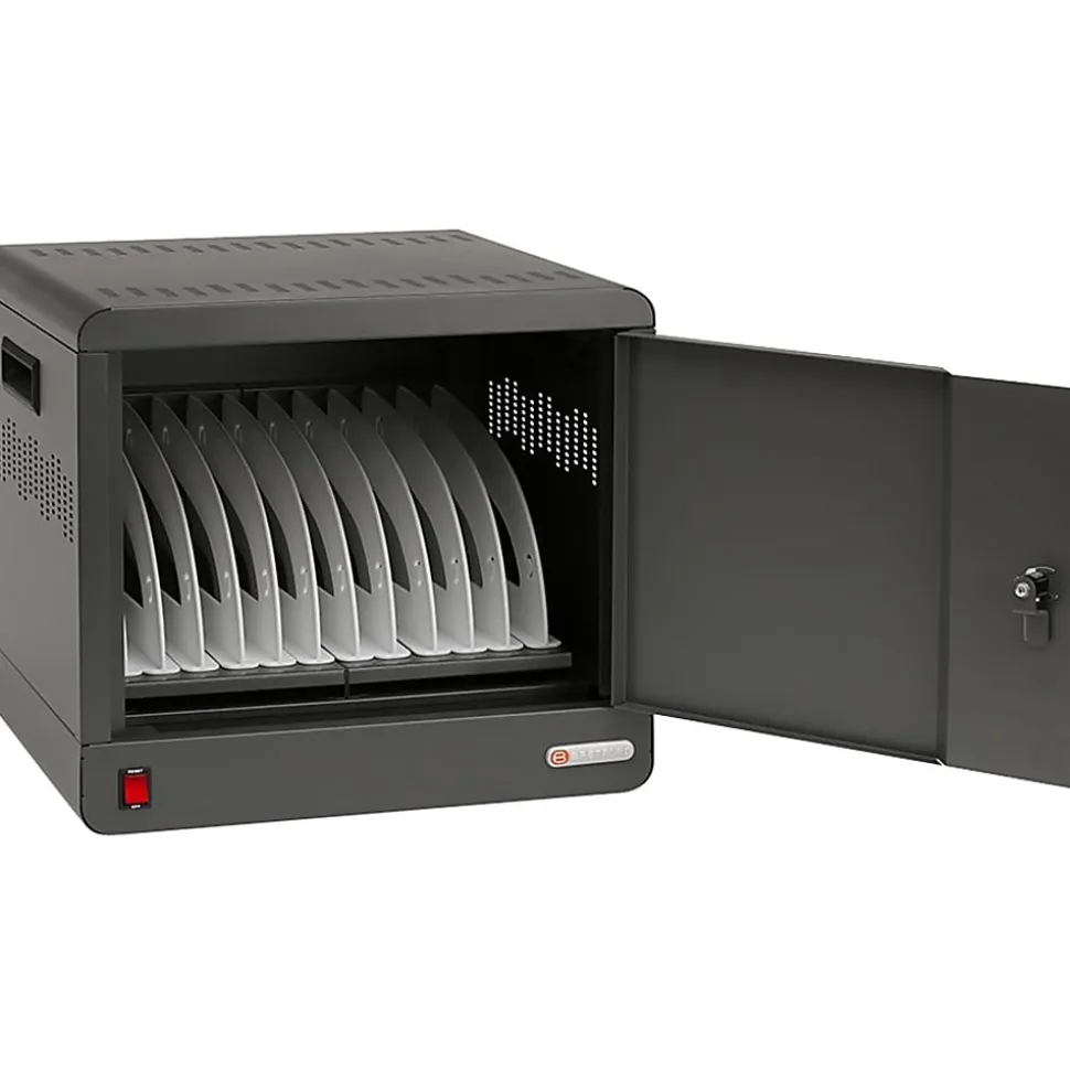 Bretford CUBE Micro Station - Up to 14" Screen Support - 16.50" x 18.25"x 17" Depth - Desktop, Countertop, Wall Mountable - Steel - Charcoal