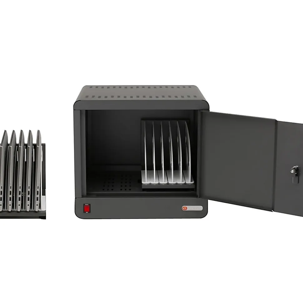 Bretford CUBE Micro Station - Up to 14" Screen Support - 16.50" x 18.25"x 17" Depth - Desktop, Countertop, Wall Mountable - Steel - Charcoal