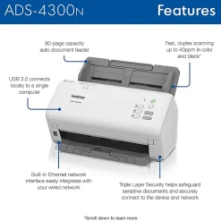 Brother ADS-4300N Professional Desktop Scanner