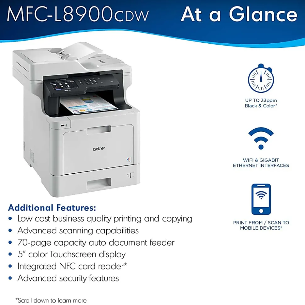 Brother Business MFC-L8900CDW Wireless Laser All-In-One Color Printer