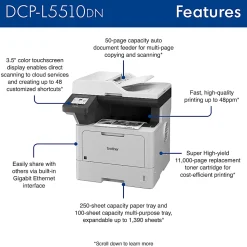 Brother DCP-L5510DN Laser All-in-One Printer with Duplex Printing and Networking