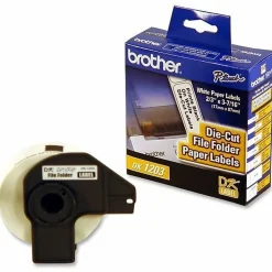 Brother DK-1203 File Folder Labels, DK1203, White, 3 7/16