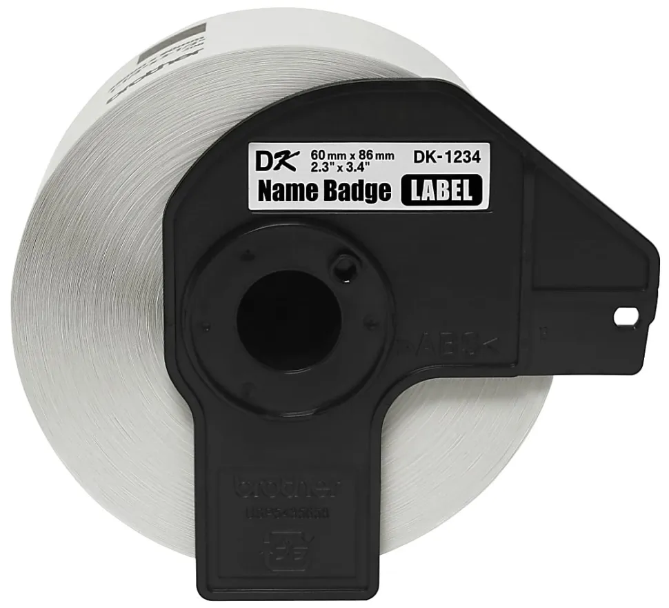 Brother DK1234 Name Badge Labels, Rectangular, 2 3/8" x 3 3/8", White, Pack Of 260