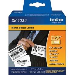 Brother DK1234 Name Badge Labels, Rectangular, 2 3/8