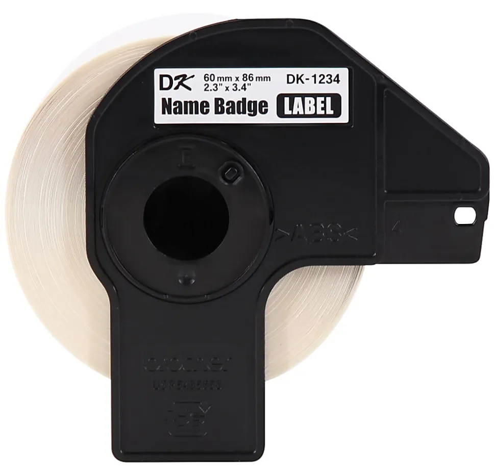 Brother Genuine DK-12343PK Die-Cut Name Badge Paper Labels, 2-5/16" x 3-7/16", White, 260 Labels Per Roll, Box Of 3 Rolls