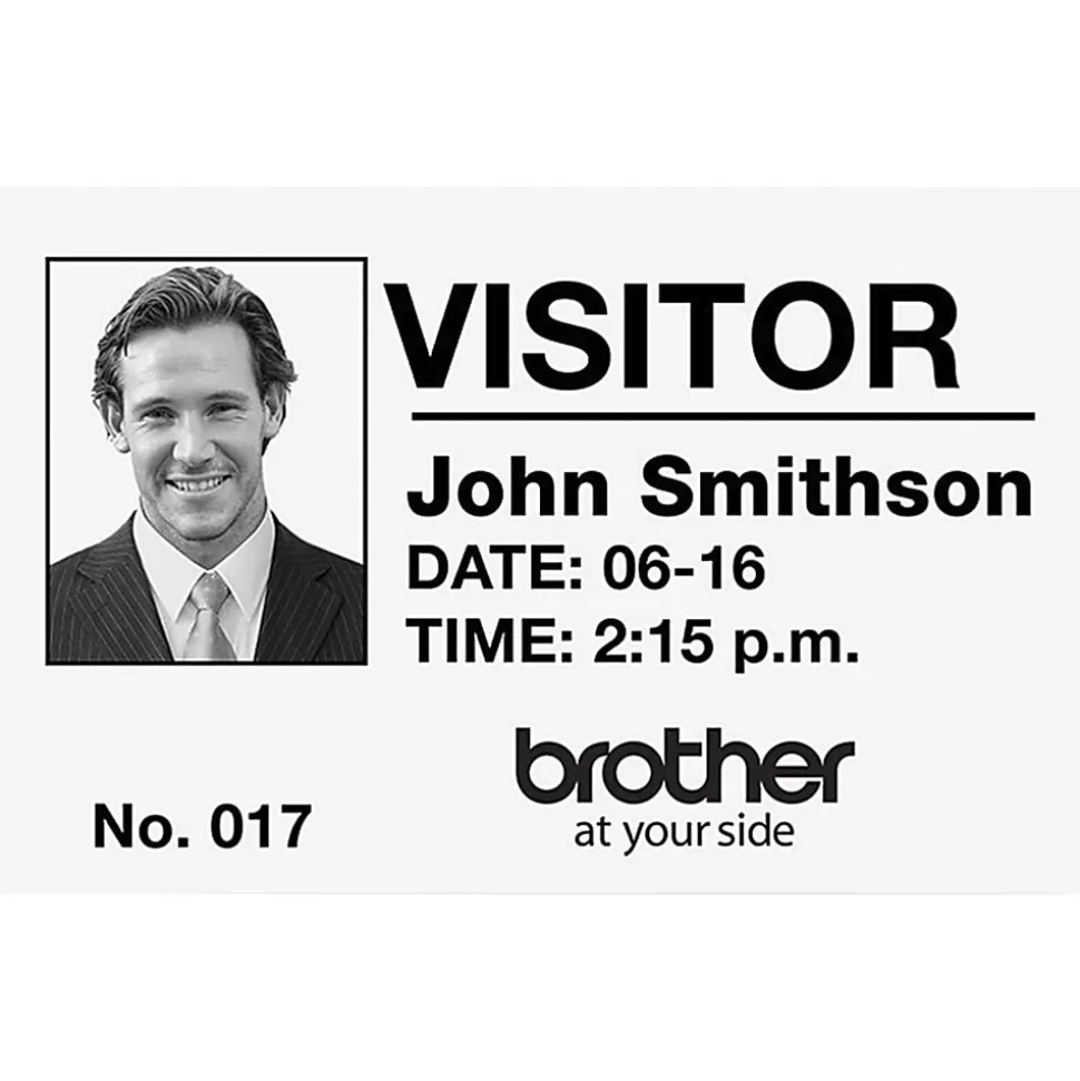 Brother Genuine DK-12343PK Die-Cut Name Badge Paper Labels, 2-5/16" x 3-7/16", White, 260 Labels Per Roll, Box Of 3 Rolls