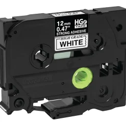 Brother HGES2315PK Black on White Extra-Strength Adhesive Label Tape - x 15/32" Width - Thermal Transfer - White - 5 / Pack - HGES2315PK