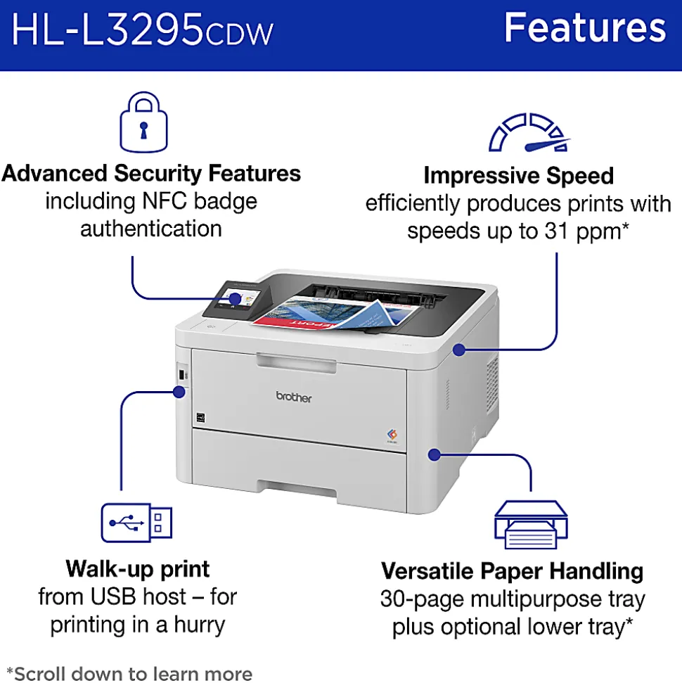 Brother HL-L3295CDW Wireless Compact Digital Color Printer with Laser Quality Output and Refresh EZ Print Eligibility