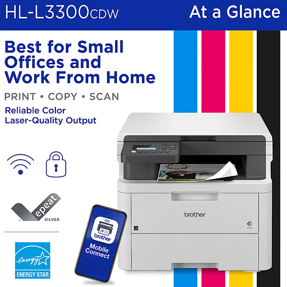 Brother HL-L3300CDW Wireless Digital Multi-Function Laser Color Printer With Refresh EZ Print Eligibility