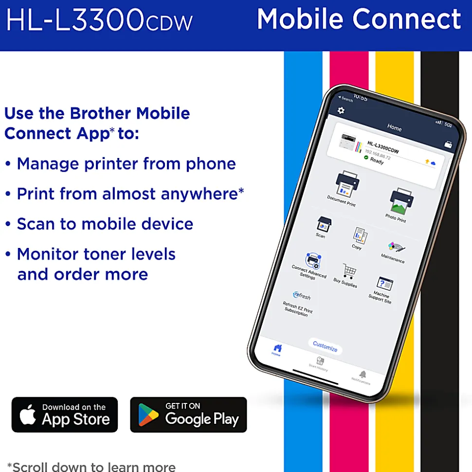 Brother HL-L3300CDW Wireless Digital Multi-Function Laser Color Printer With Refresh EZ Print Eligibility