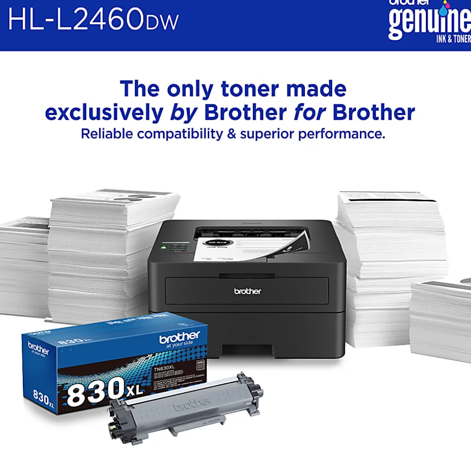Brother HL-L2460DW Wireless Compact Monochrome Laser Printer, Duplex and Mobile Printing, Refresh EZ Print Eligibility