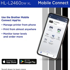 Brother HL-L2460DW XL Wireless Compact Monochrome Laser Printer with Duplex, Mobile Printing and up to 4,200 Toner Pages Included