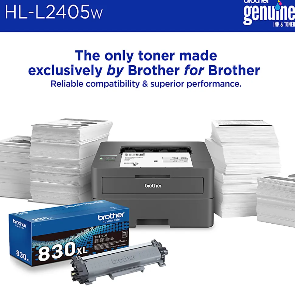 Brother HL-L2405W Wireless Compact Monochrome Laser Printer, Mobile Printing, Refresh EZ Print Eligibility