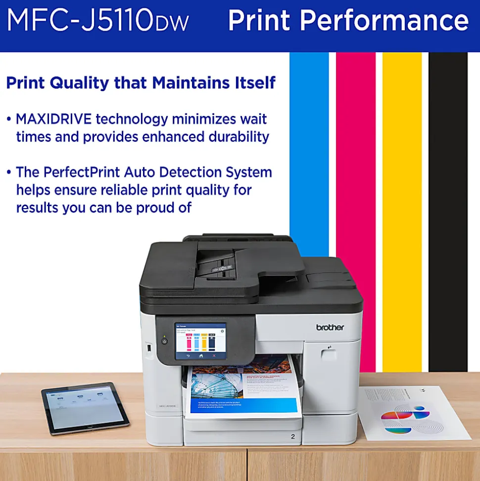 Brother INKvestment MFC-J5110DW Wireless Color Inkjet All-in-One Printer, 4.3” Color Touchscreen
