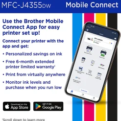 Brother INKvestment MFC-J4355DW Wireless Color Inkjet Printer, All-In-One Print/Scan/Copy/Fax, Best for home/small office