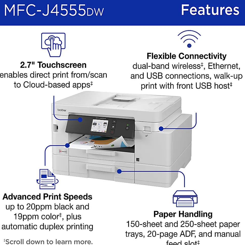 Brother INKvestment MFC-J6960DW Wireless Color Inkjet All-in-One Printer, 11”x17” capabilities, 3.5” Color Touchscreen