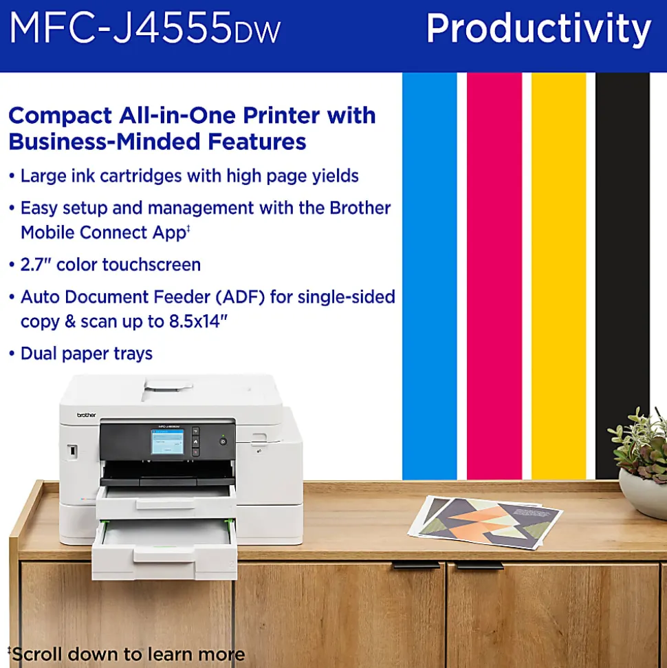 Brother INKvestment MFC-J6960DW Wireless Color Inkjet All-in-One Printer, 11”x17” capabilities, 3.5” Color Touchscreen