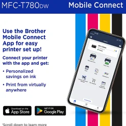 Brother INKvestment Tank MFC-T780DW Wireless Color Inkjet Printer, All-in-One Print/Scan/Copy, 3 Years of Ink In-Box(1), Best for home/small office