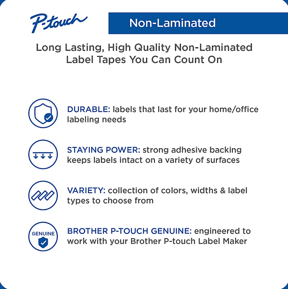 Brother M-231 Black-On-White Tape, 0.47" x 26.2'