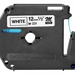 Brother M-231 Black-On-White Tape, 0.47