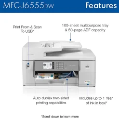 Brother MFC-J6555DW INKvestment Color Inkjet All-In-One Printer with up to 1 Year of Ink In-box(1)