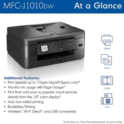 Brother MFC-J1010DW Wireless Inkjet All-in-One Color Printer With Refresh EZ Print Eligibility