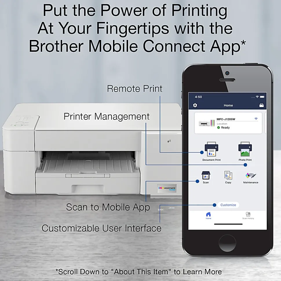 Brother MFC-J1205W INKvestment Wireless Multi-Function Color Inkjet Printer