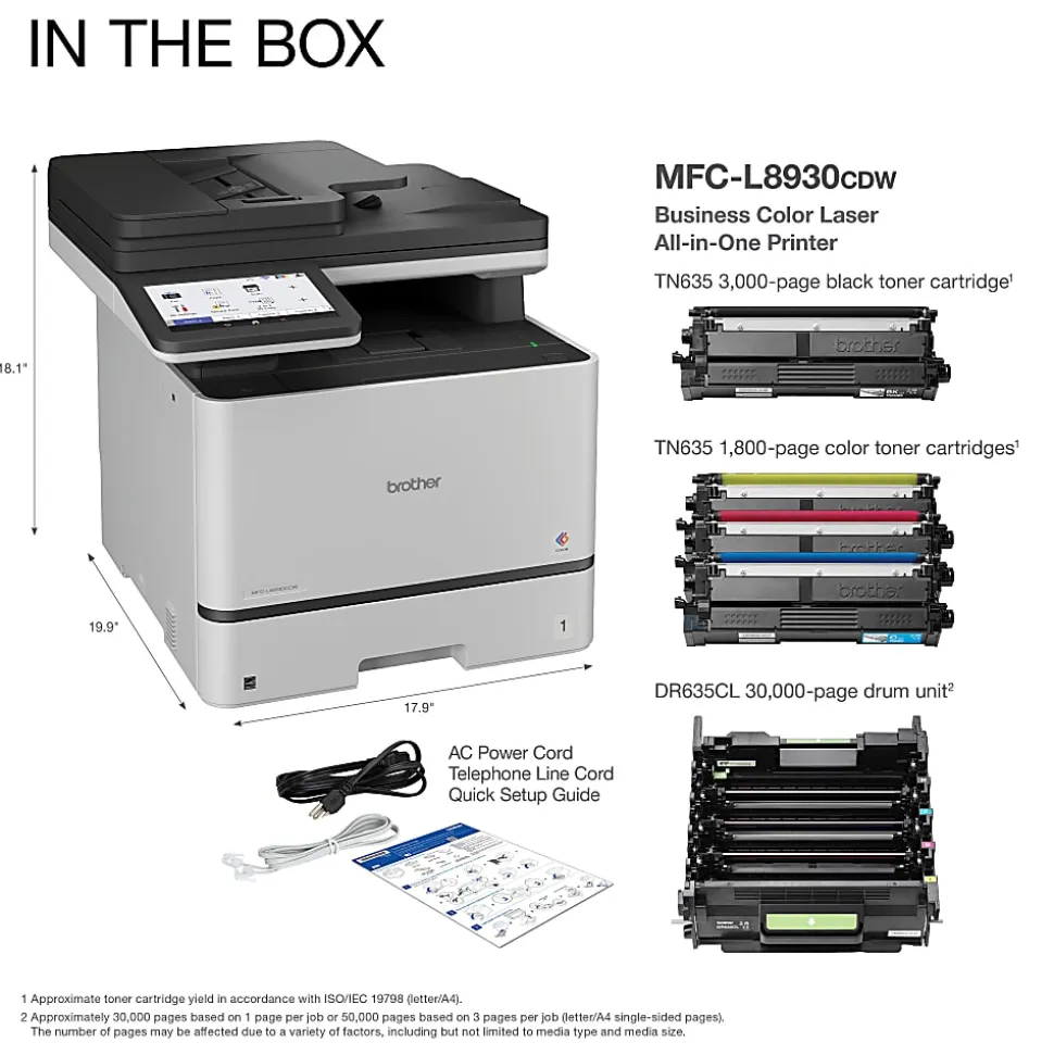 Brother MFC-L8930CDW Wireless Business Color Laser All-in-One Printer with Duplex Print, Scan, Copy, Low-Cost Printing, Advanced Security Features