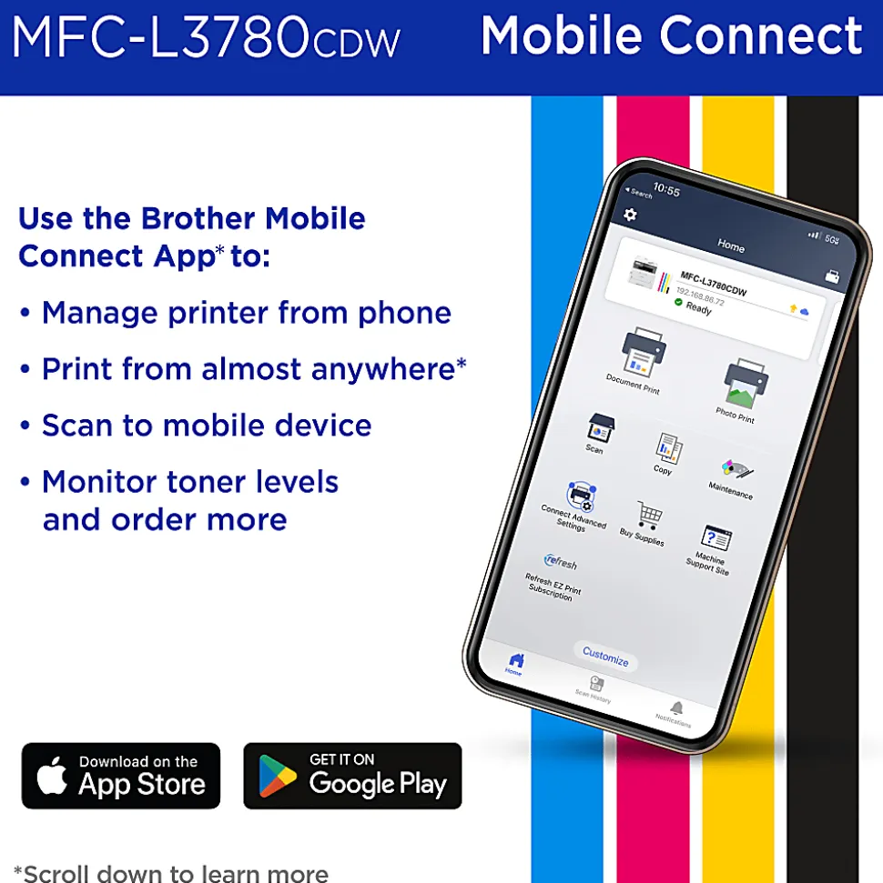 Brother MFC-L3780CDW Wireless Digital Laser Color All-In-One Printer With Refresh EZ Print Eligibility