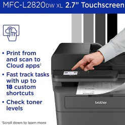 Brother MFC-L2820DW XL Wireless Compact Monochrome All-in-One Laser Printer with up to 4,200 pages of toner included