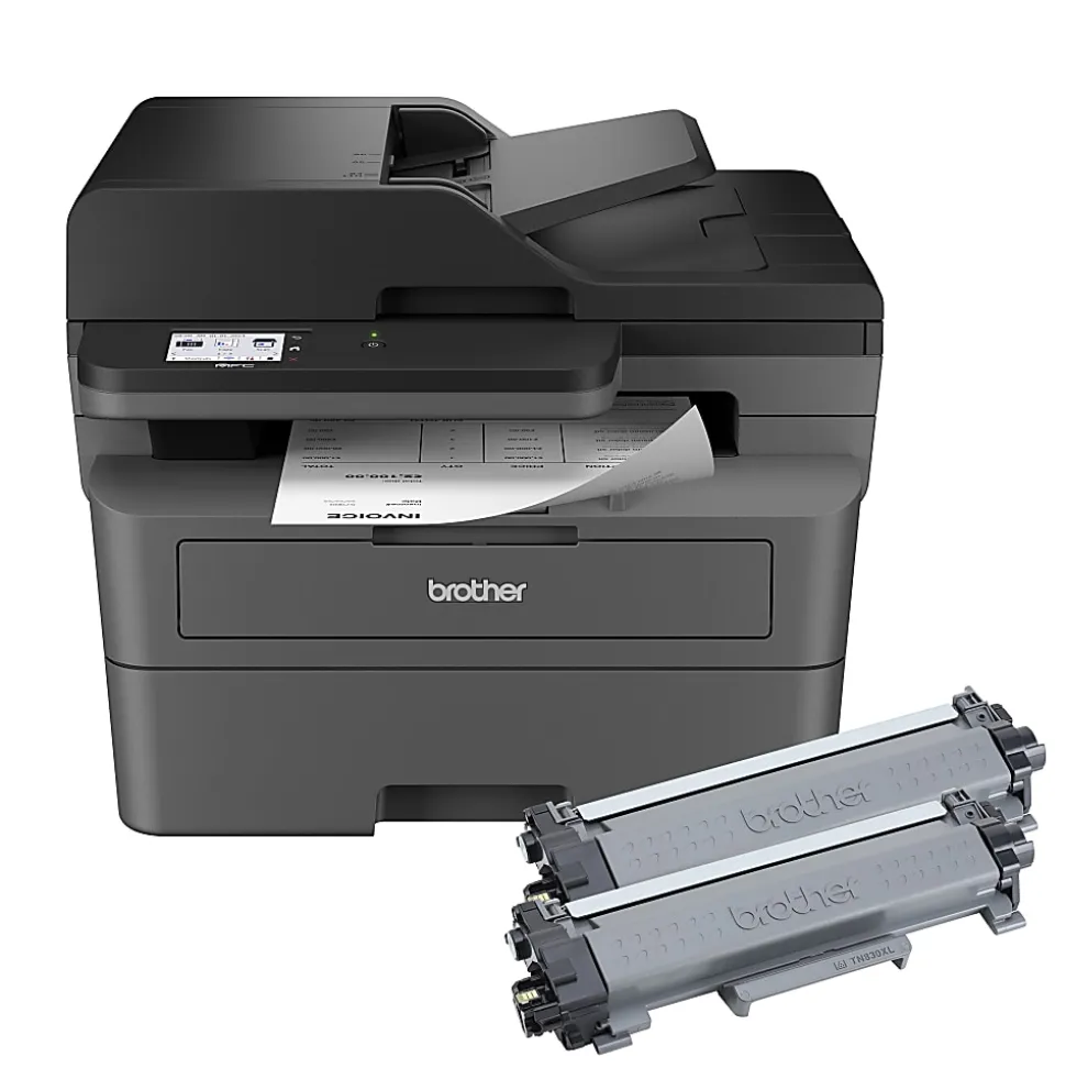 Brother MFC-L2820DW XL Wireless Compact Monochrome All-in-One Laser Printer with up to 4,200 pages of toner included