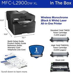Brother MFC-L2900DW XL Wireless Compact Monochrome Laser Printer with Duplex, Mobile Printing