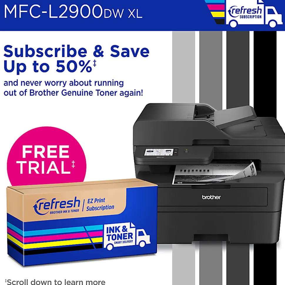 Brother MFC-L2900DW XL Wireless Compact Monochrome Laser Printer with Duplex, Mobile Printing