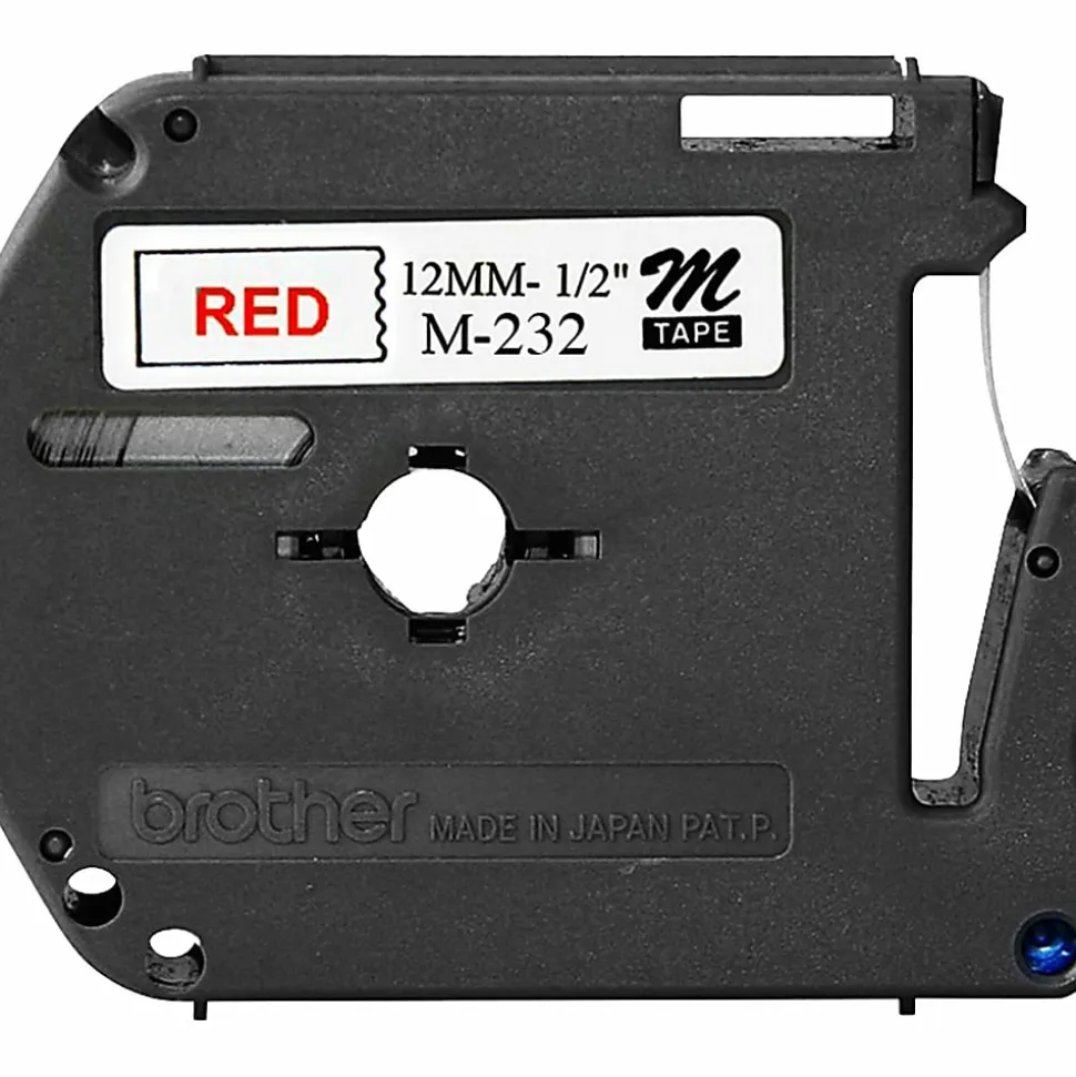 Brother MK-232 Red-On-White Tape, 0.5" x 26.2'