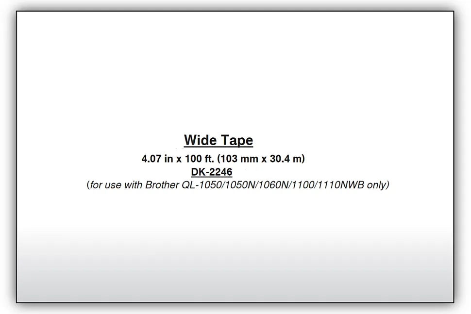 Brother Paper Shipping Label Roll, DK-2246, 4-1/16" x 100', White
