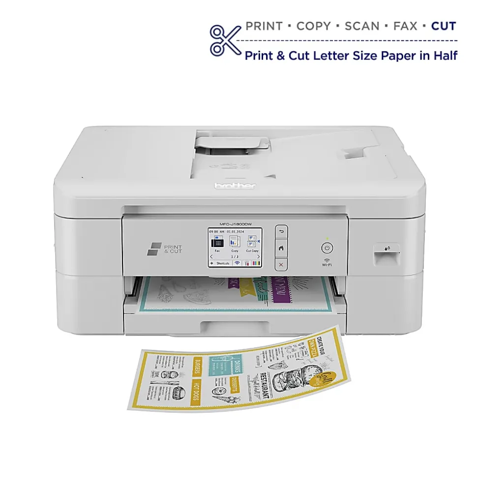 Brother Print & Cut MFC-J1800DW Wireless Inkjet Color All-in-One Printer With Automatic Paper Cutter And Refresh EZ Print Eligibility