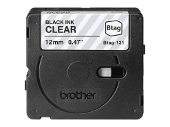 Brother P-touch Btag Black on Clear Label Tape (BTAG131), ~1/2 in x 13.1 ft (12 mm x 4 m)