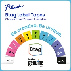Brother P-touch Btag Black on Purple Label Tape (BTAGF31), ~1/2 in x 13.1 ft (12 mm x 4 m)
