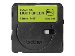 Brother P-touch Btag Label Tape, BTAGG31, 0.47 in by 13.1 ft, Black on Light Green