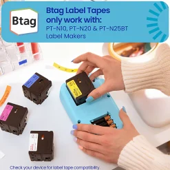 Brother P-touch Btag White on Black Label Tape (BTAG335), ~1/2 in x 13.1 ft (12 mm x 4 m)