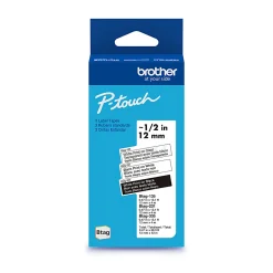 Brother P-touch Btag White on Clear, Black on White, White on Black Label Tape (BTAG3M01), ~1/2 in x 13.1 ft (12 mm x 4 m), 3-pack