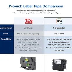 Brother P-touch Personal Handheld Label Maker (PT-N10), Prints on P-touch Btag ~½” (12mm) Label Tapes