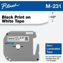 Brother P touch P touch Nonlaminated M Series Tape Cartridge  1/2
