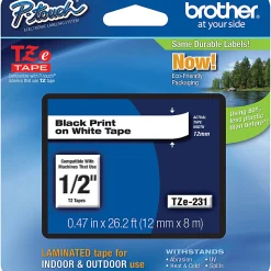 Brother P-Touch TZe-231 Label Tape, 1/2
