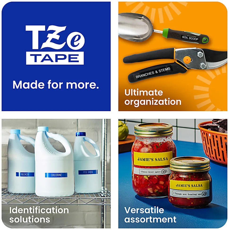 Brother P-touch TZe233, Laminated, 1/2" x 26.2 ft (12mm x 8m), Blue on White Label Tape