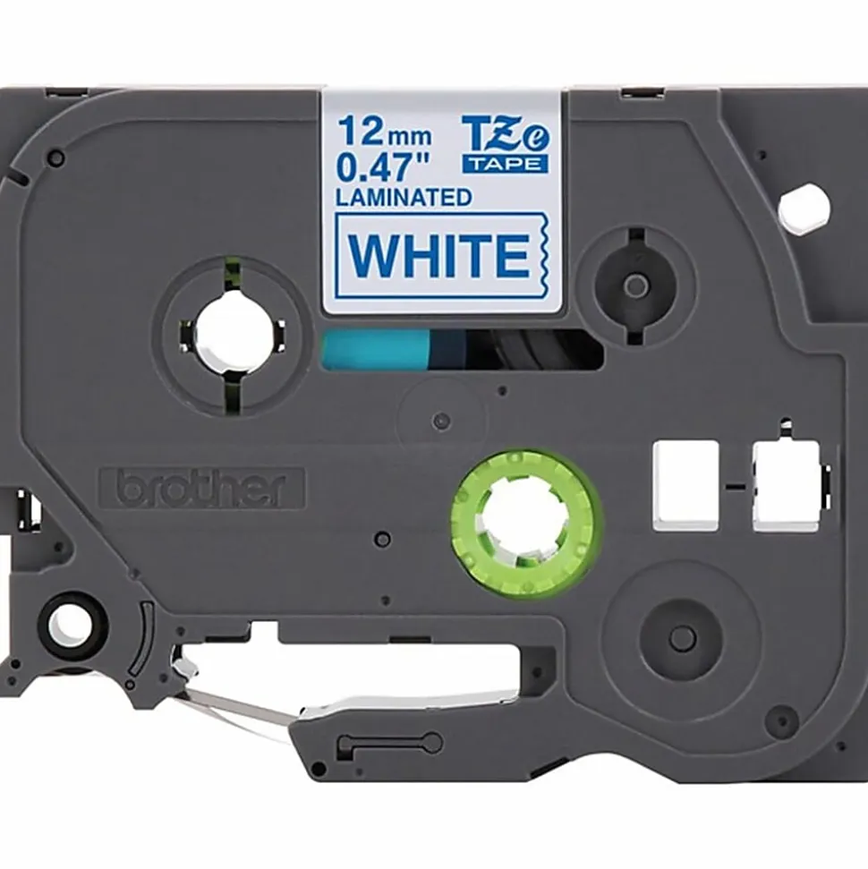 Brother P-touch TZe233, Laminated, 1/2" x 26.2 ft (12mm x 8m), Blue on White Label Tape