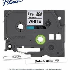 Brother P-touch TZe211 Laminated Label Tape, 1/4