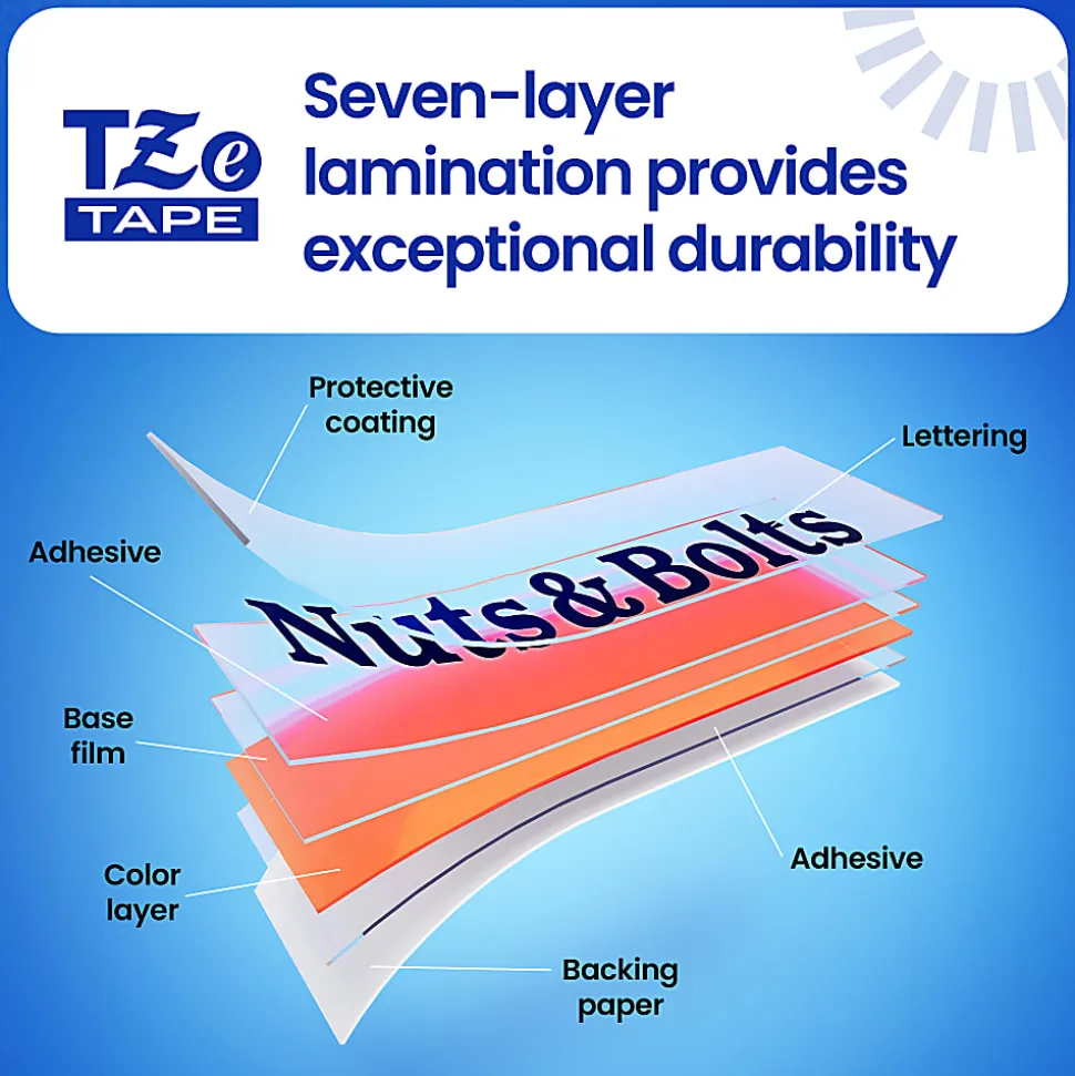 Brother P-touch TZe241, Laminated, 3/4" x 26.2 ft (18mm x 8m), Black on White Label Tape