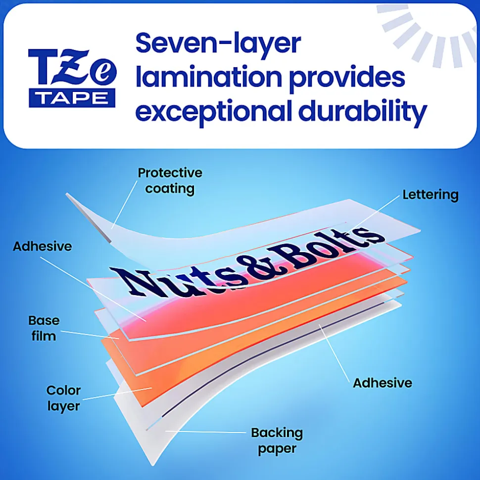 Brother P-touch TZe641, Laminated, ~3/4" x 26.2 ft (18mm x 8m), Black on Yellow Label Tape